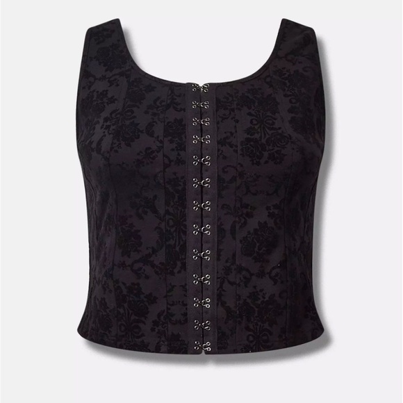 Torrid Flocked Ponte Scoop Neck Hook & Eye Corset sz 2 18/20 2X 18 20 - Picture 4 of 4